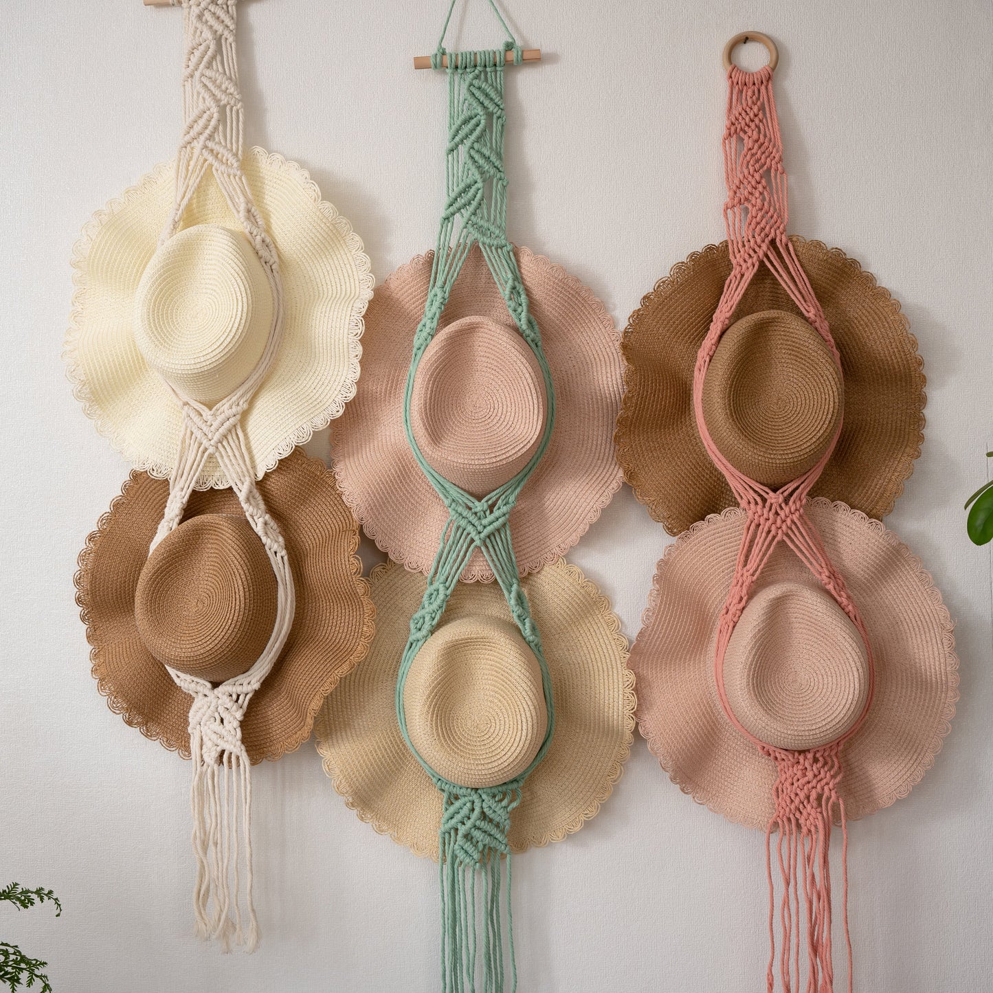 Leaf Macrame Wall Hanging for Hat Storage & Display Collection