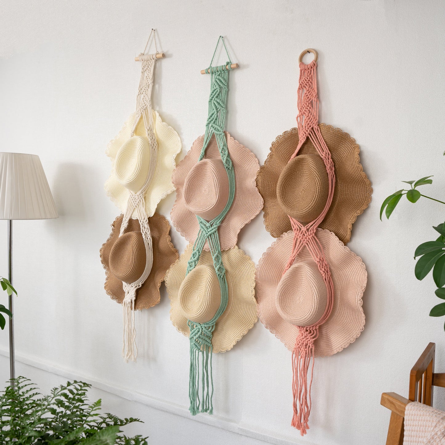 Leaf Macrame Wall Hanging for Hat Storage & Display Collection