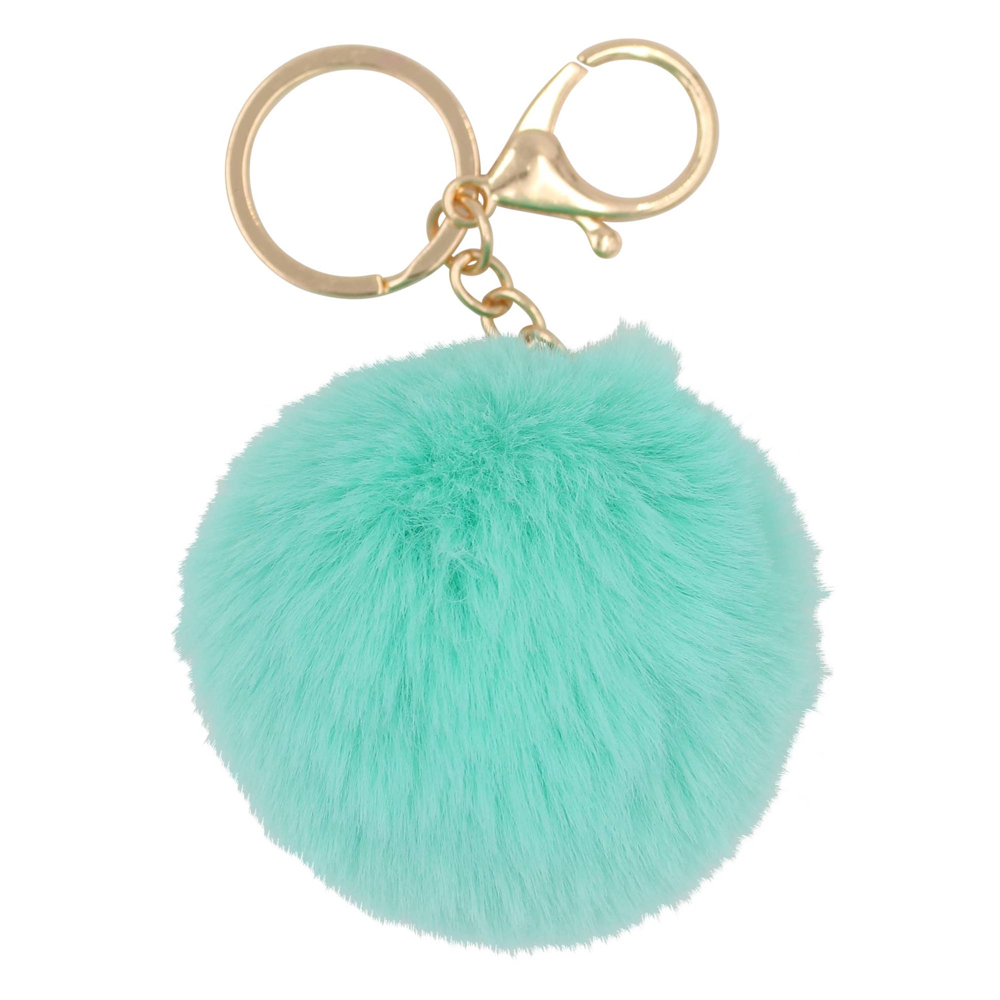 Image of Real Sic Teal Cute Colorful Pom Pom Key chain - Fuzzy Key chain