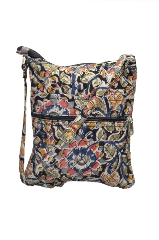 White Lotus Fashions - GreenJute "Walker" Crossbody Bag - Flowers Black (KK1113)