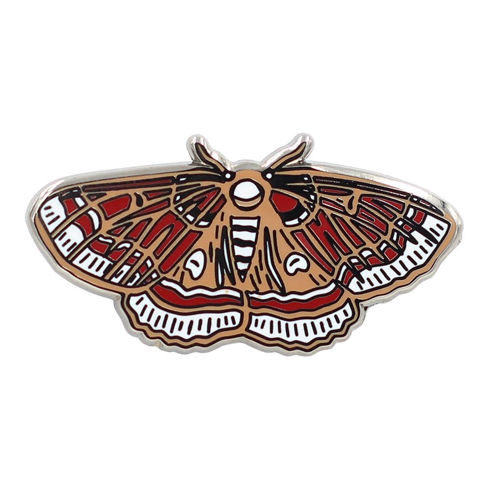 Image of Real Sic Cinnabar (Red) Moth Pin – Occult Luna Moth / Butterfly Enamel Pin