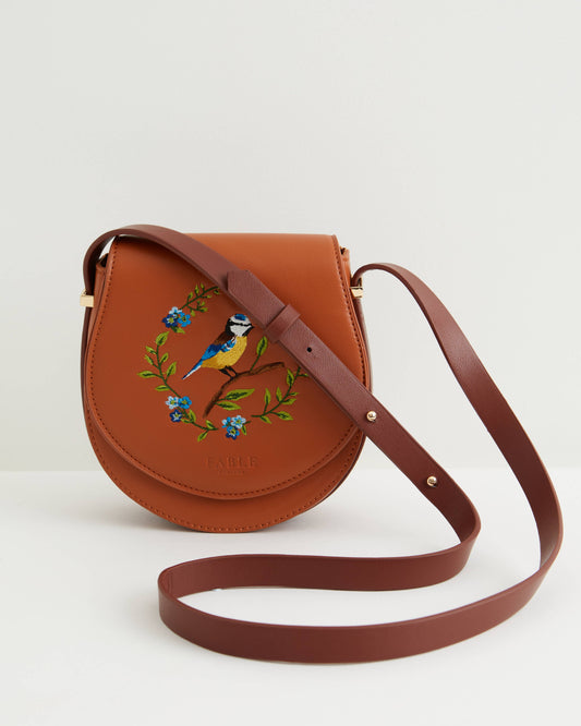 Blue Tit Embroidered Mini Saddle Bag