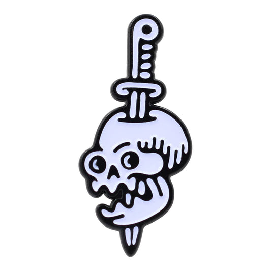 Image of Real Sic White Real Sic Tattoo Style Skull - Occult, Halloween Enamel Pin