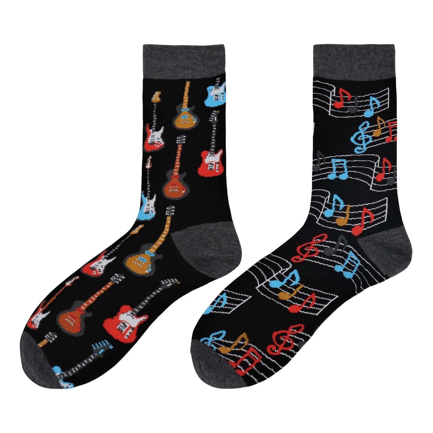 Image of Real Sic Guitar Mismatch Tiger, Cheetah, Bee, Cat, Tiger, Animal Fun Mismatch socks