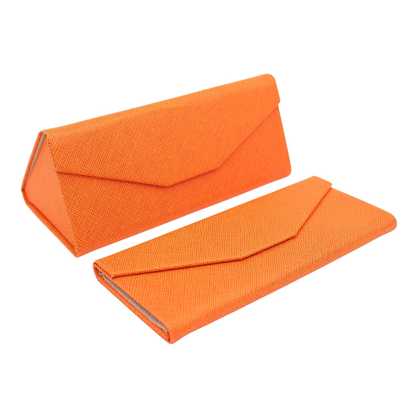 Image of Real Sic Orange Hardshell Eco Leather Solid Color Folding Glasses Case