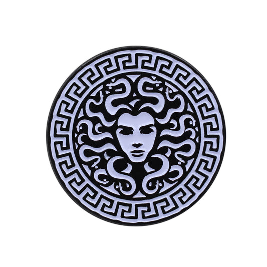 Image of Real Sic White Medusa Enamel Pin - Greek Mythology Feminist Witch Lapel Pin