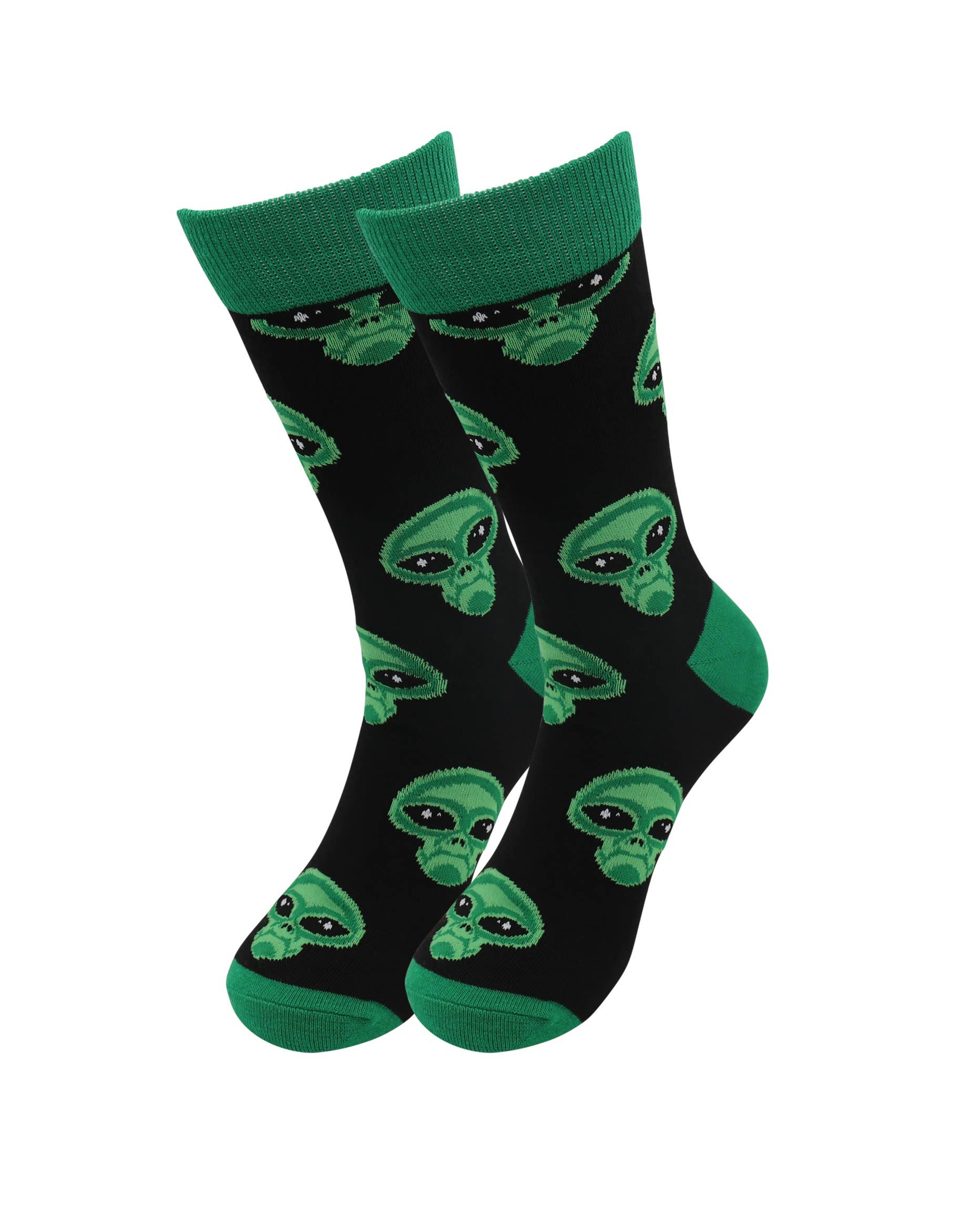 Image of Real Sic Aliens Trippy Cotton Funny Socks - Alien, Skull & Crossbone Socks