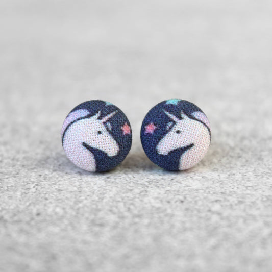 Rachel O's - Space Unicorn Fabric Button Earrings