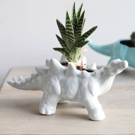 Lisa Angel - White Stegosaurus Dinosaur Planter