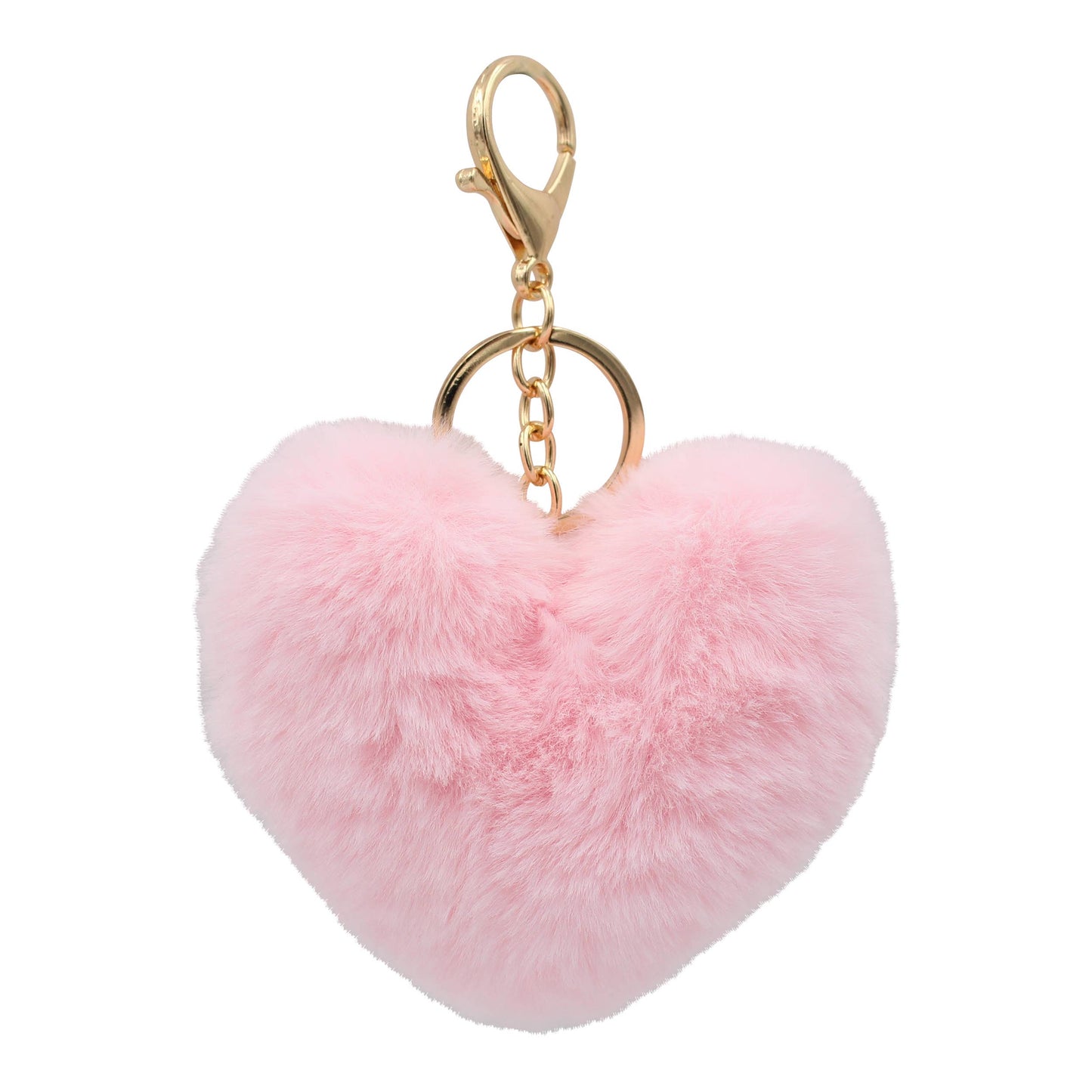 Image of Real Sic Pink Pom Pom Fuzzy  Heart Key Chain for girl's bag and purse
