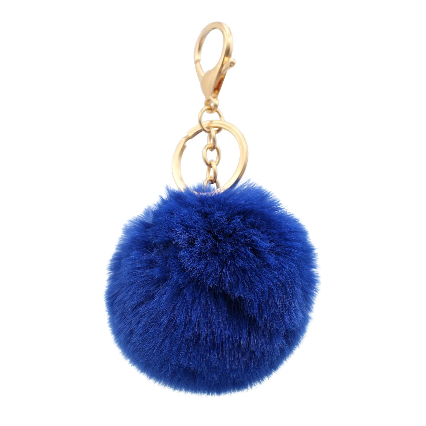 Image of Real Sic Royal blue Cute Colorful Pom Pom Key chain - Fuzzy Key chain