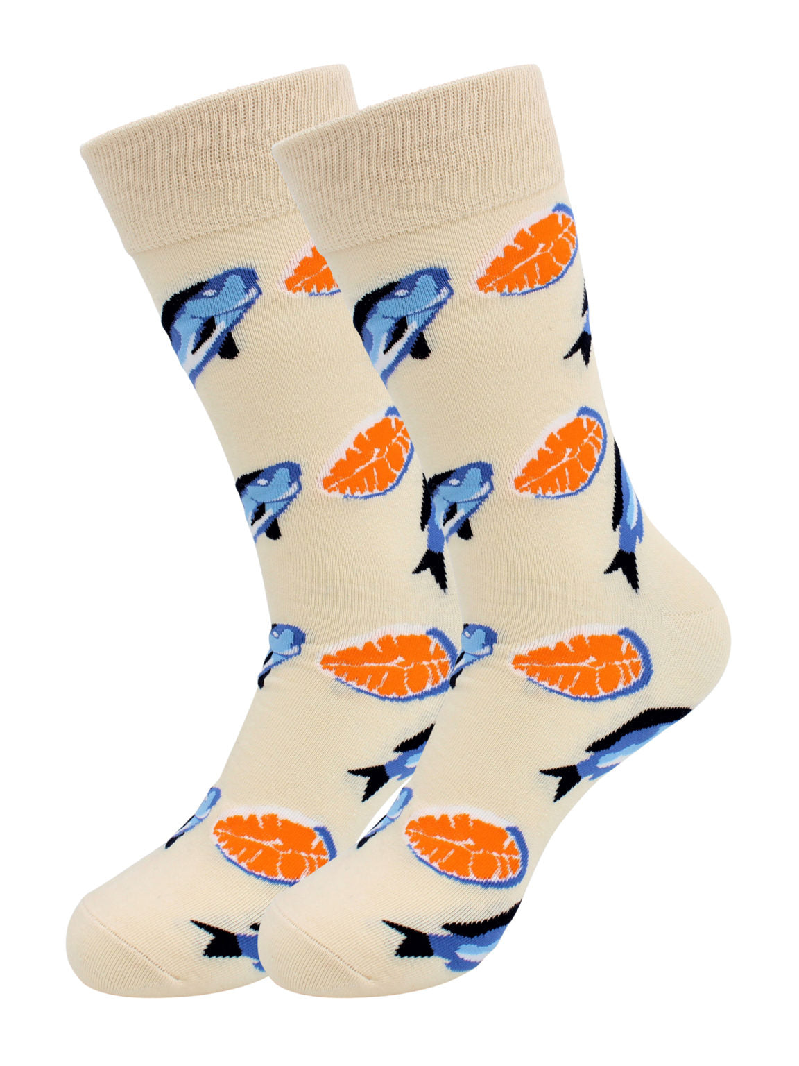 Image of Real Sic Salmon Seafood Socks - Oyster, Shrimp, Salmon - Fun, Comfy Socks