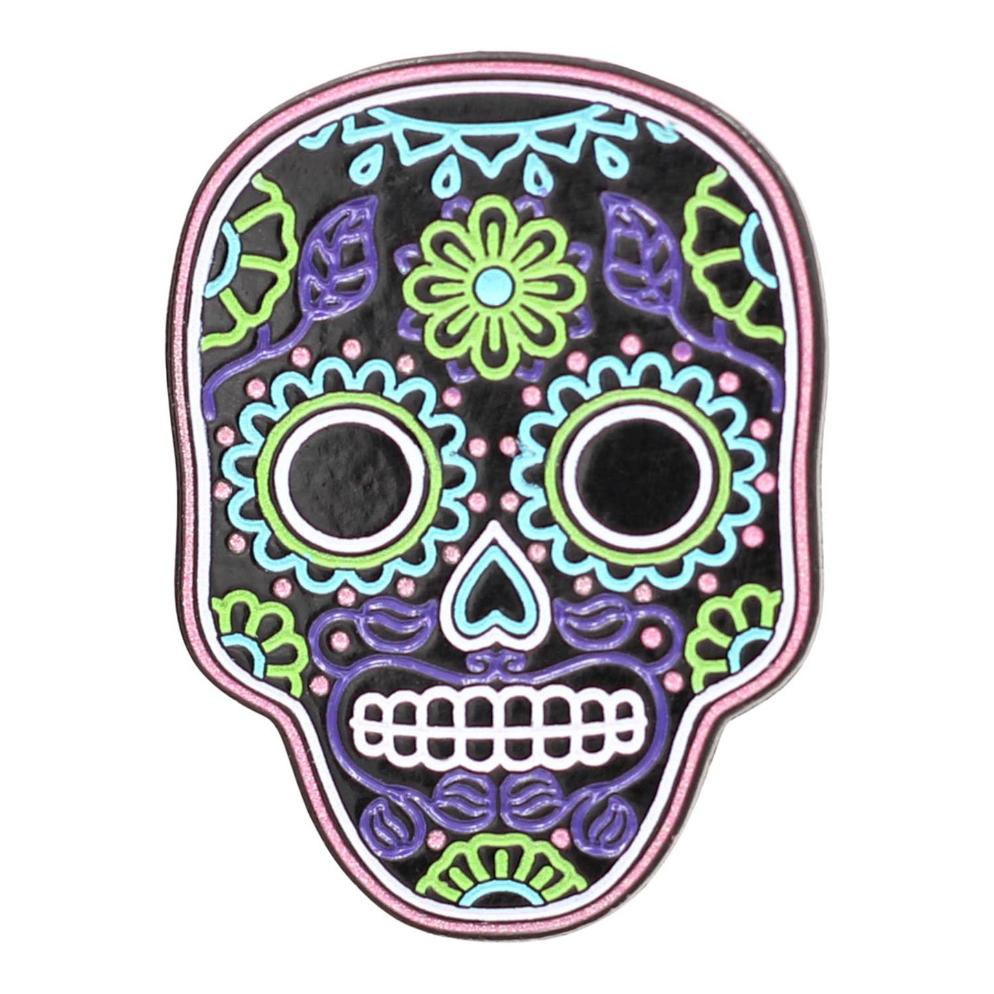 Image of Real Sic Purple&Black Neon Sugar Skull – Día de Muertos Enamel Pin