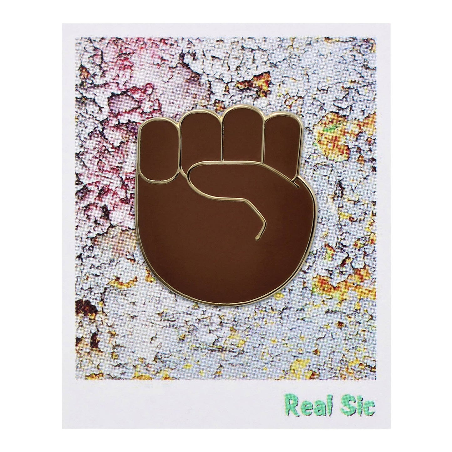 Image of Real Sic Medium-Dark Skin Tone Raised Fist Protest Pride Black Lives Matter BLM Enamel Pin