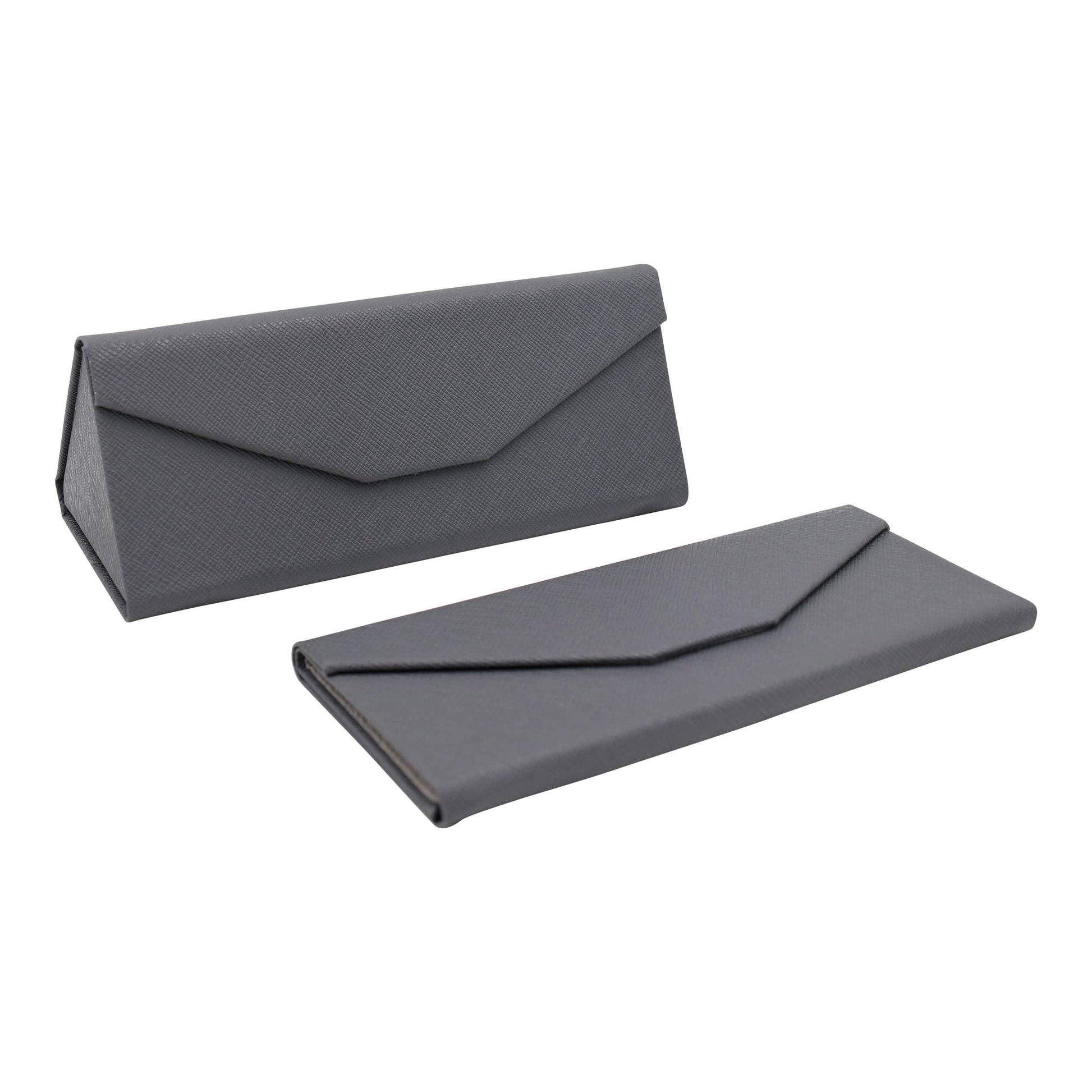 Image of Real Sic Grey Hardshell Eco Leather Solid Color Folding Glasses Case