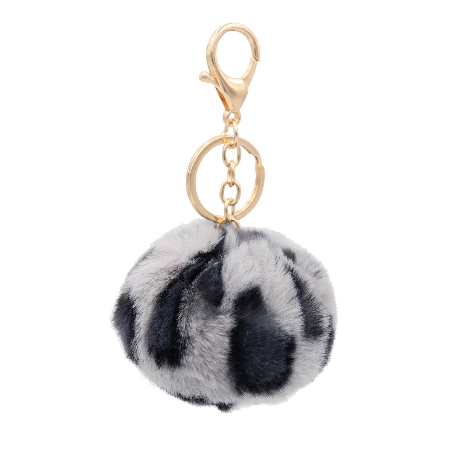 Image of Real Sic Grey Leopard Cute Colorful Pom Pom Key chain - Fuzzy Keychains