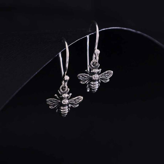 Nina Designs - Sterling Silver Bee Dangle Earrings 23x11mm