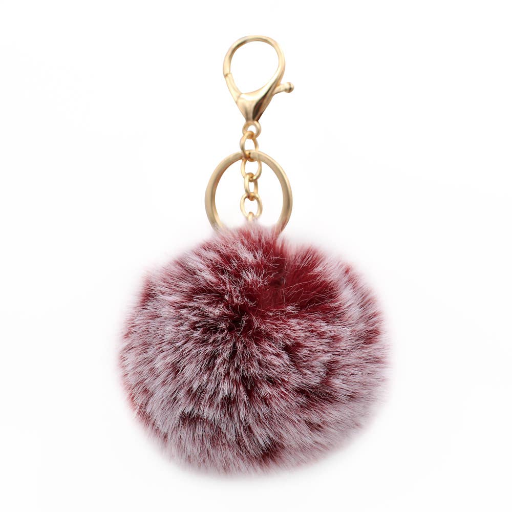 Image of Real Sic Heather Brown Cute Colorful Pom Pom Key chain - Fuzzy Key chain