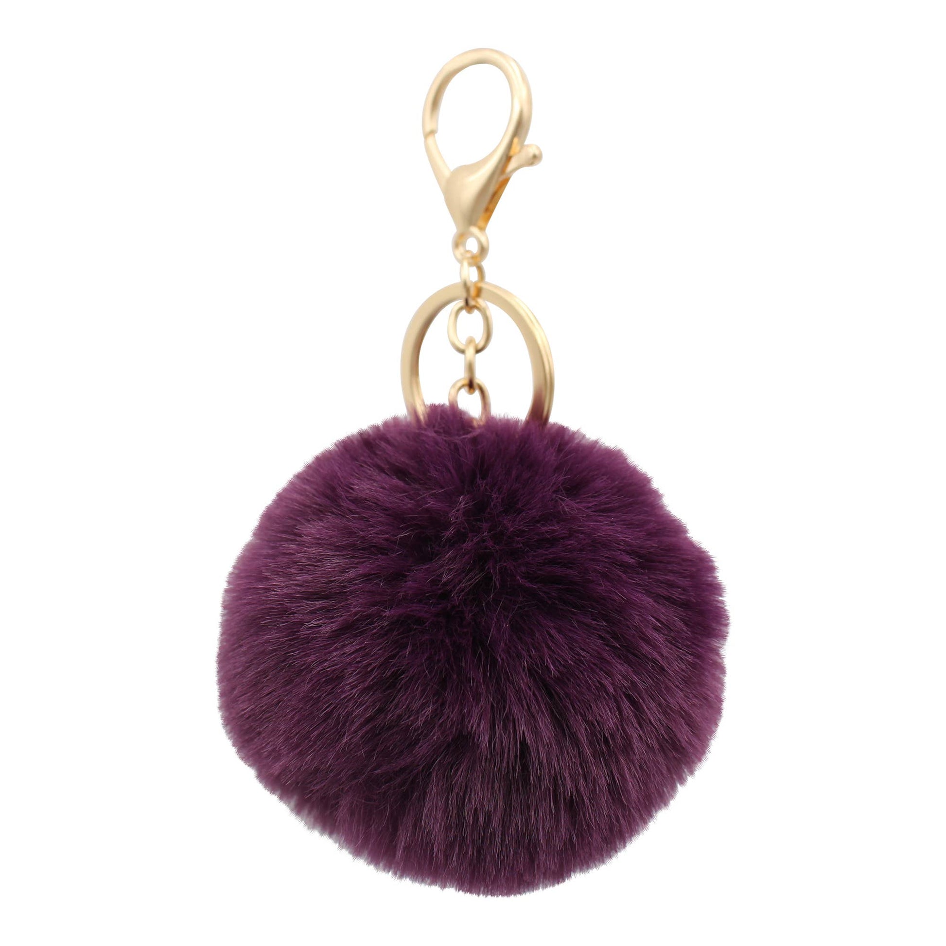 Image of Real Sic Eggplant Cute Colorful Pom Pom Key chain - Fuzzy Key chain