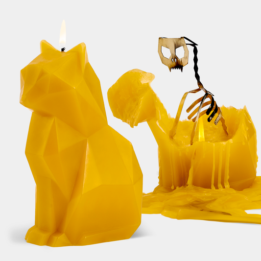 54 Celsius - PyroPet Kisa Cat Skeleton Candle - Mustard Yellow