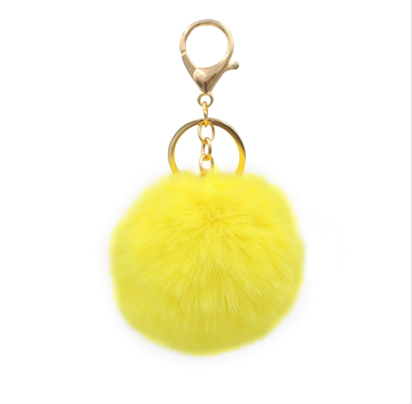 Image of Real Sic Yellow Cute Colorful Pom Pom Key chain - Fuzzy Key chain