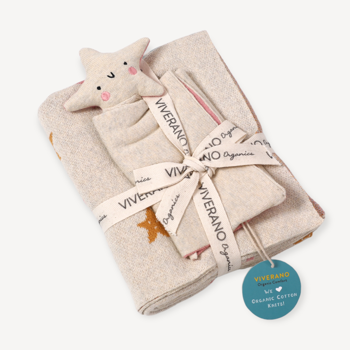 Viverano Organics - Stars Baby Jacquard Knit Blanket & Lovey Gift SET (Organic)