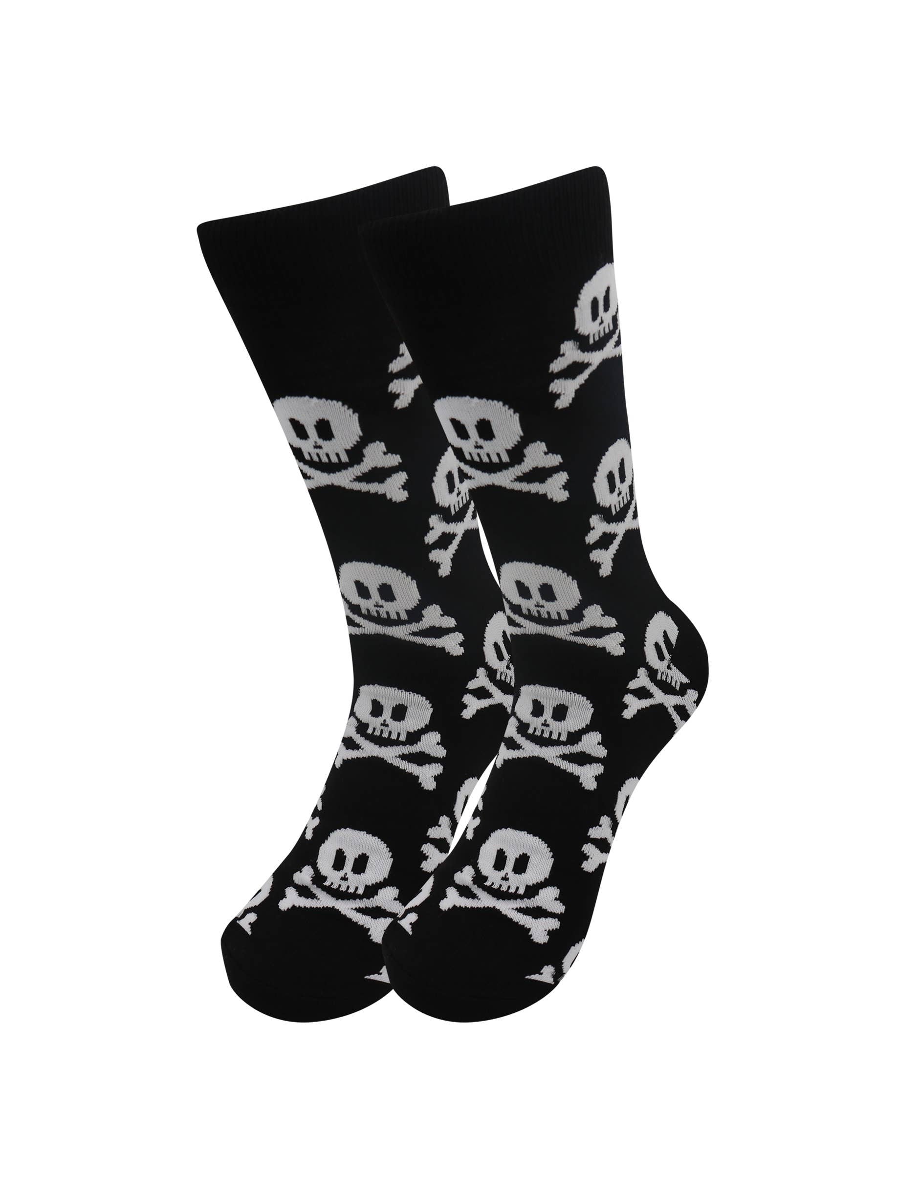 Image of Real Sic Skull and Crossbones Trippy Cotton Funny Socks - Alien, Skull & Crossbone Socks