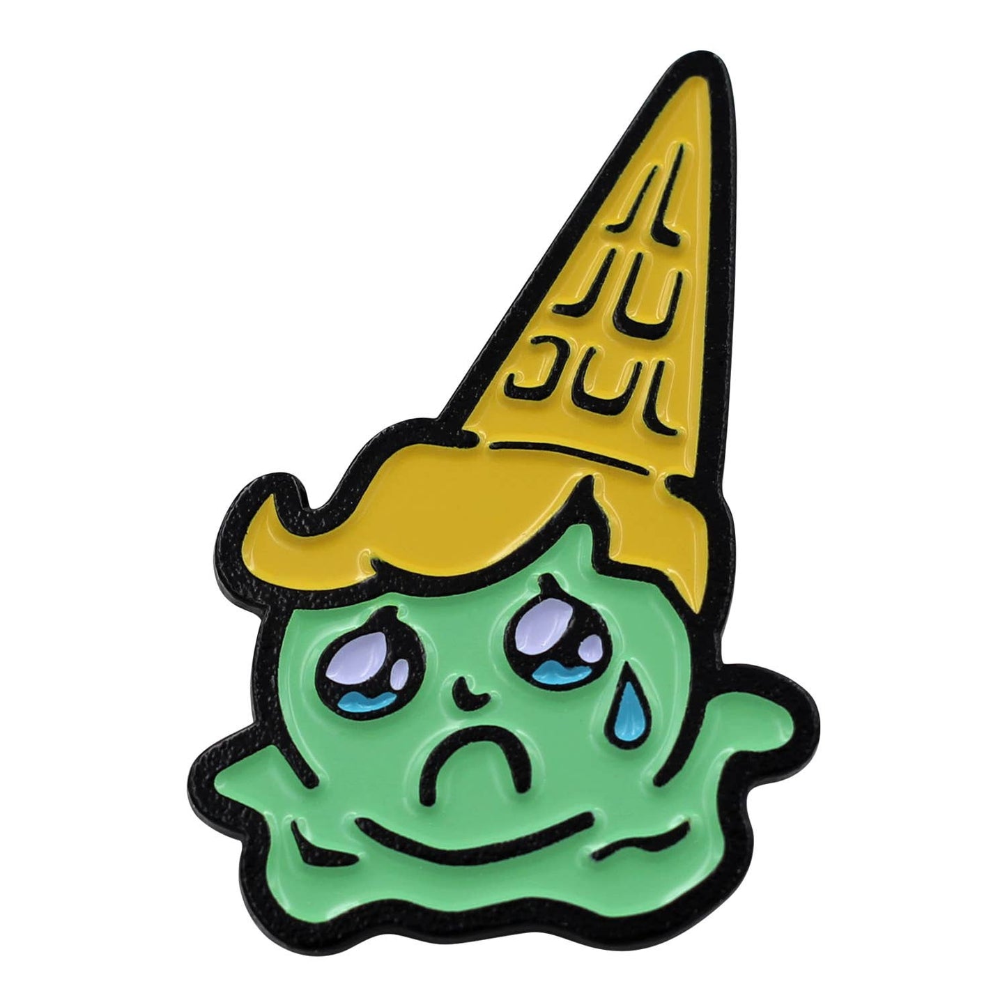 Image of Real Sic Green Sad Adorable Crying Ice Cream Cone Enamel Lapel Pin