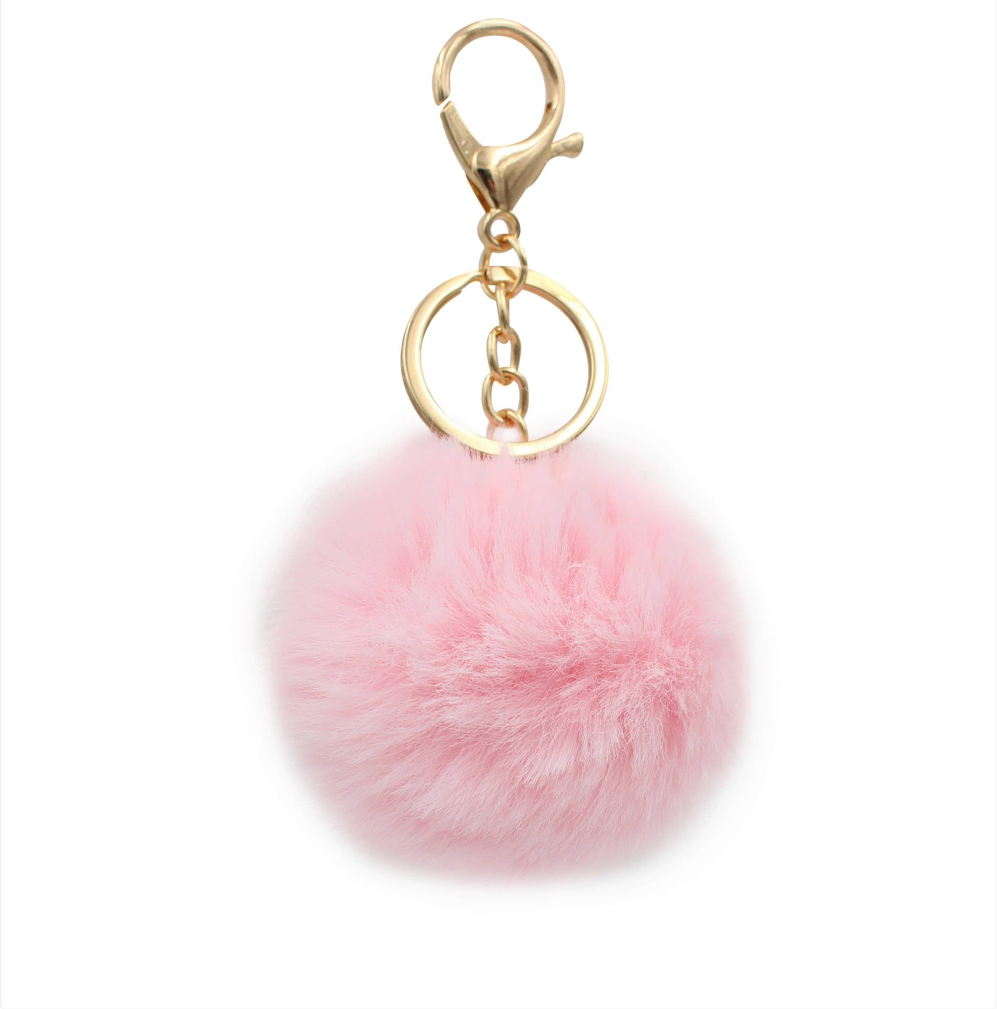 Image of Real Sic light pink Cute Colorful Pom Pom Key chain - Fuzzy Key chain