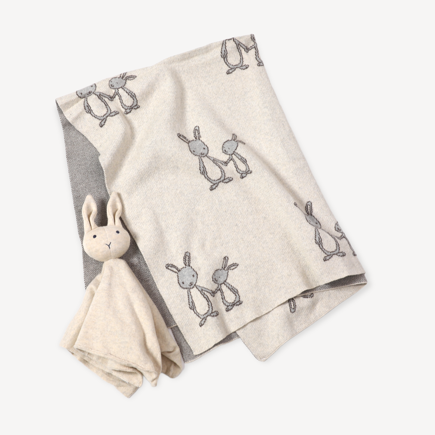 Viverano Organics - Bunny Mommy & Me Baby Knit Blanket & Lovey Gift SET