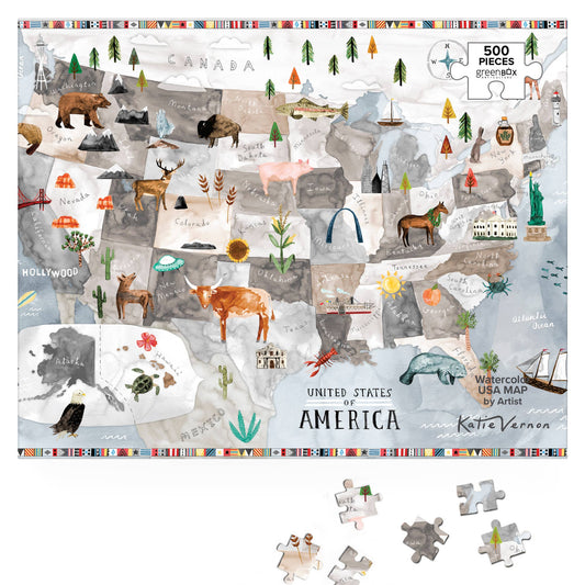 Watercolor USA Map by Katie Vernon Puzzle (RTS)
