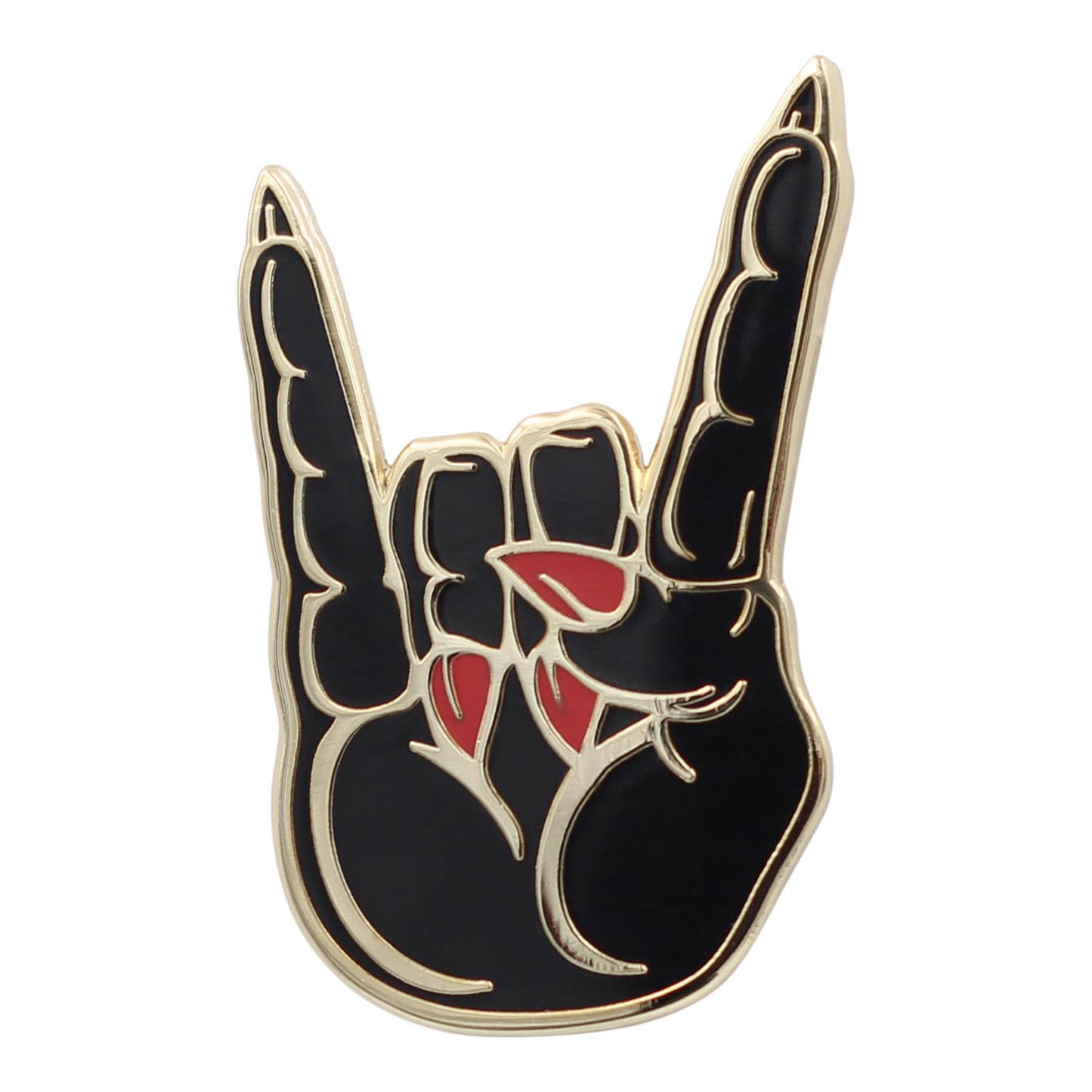 Image of Real Sic Red Hail Satan Horns Rock/Heavy Metal Hand Symbol Enamel Pin
