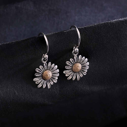 Nina Designs - Sterling Silver Daisy Earrings with Bronze 27x13mm