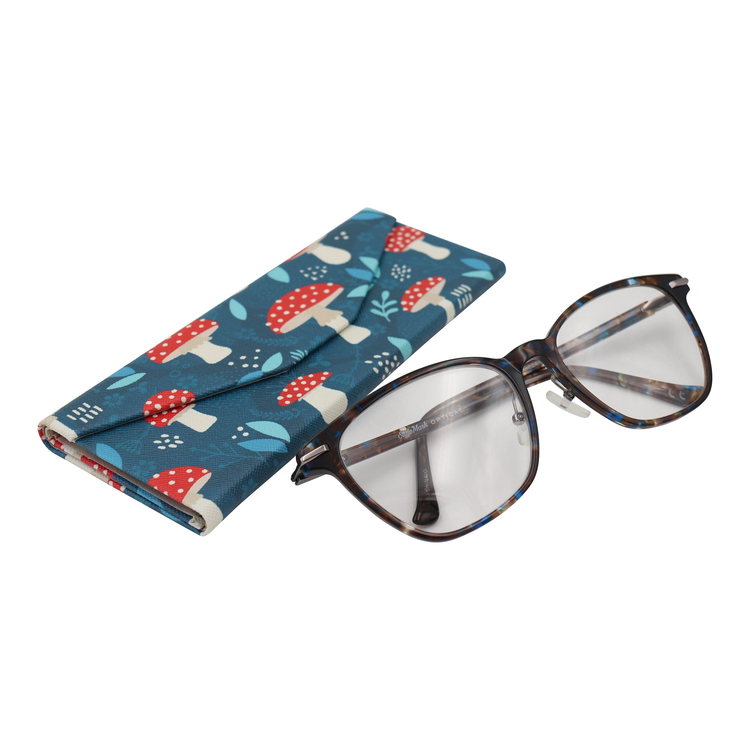 Compact reading glasses with cheap hard case