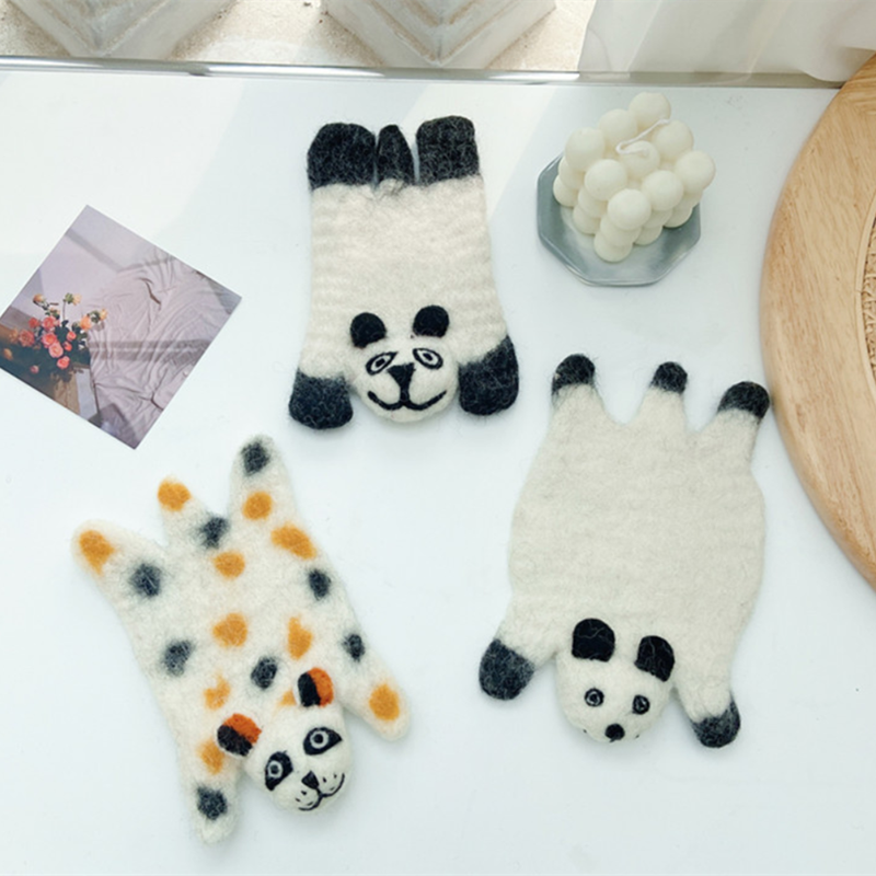 Handmade Wool Felt Animal Shape Cup Coasters Made in Nepal